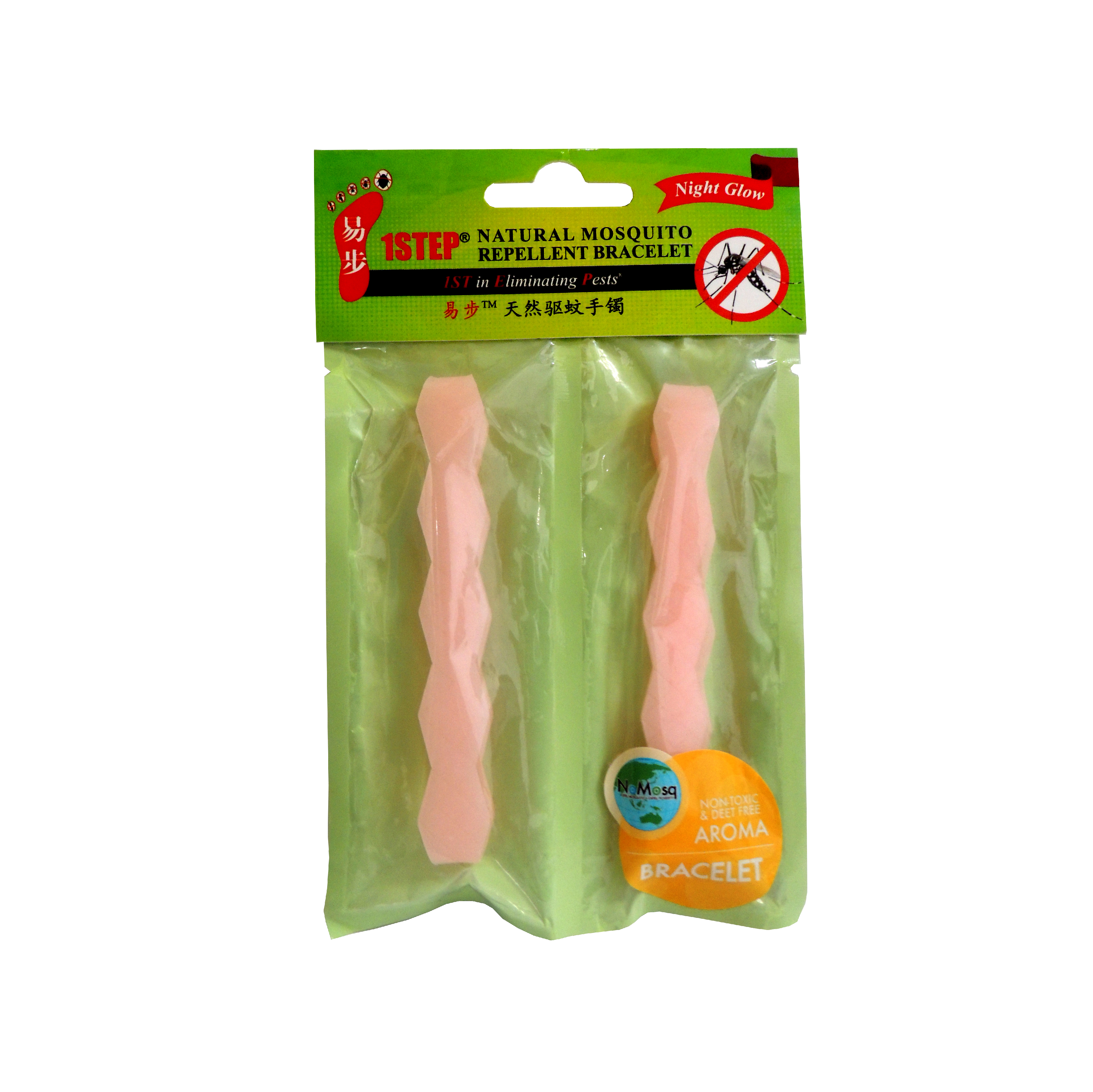 1STEP Natural Mosquito Repellent Bracelet (Night Glow) – Pink