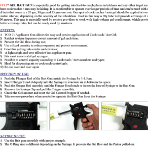 1STEP Gel Bait Gun – Plastic – For Easy Application of Insect Gel Bait (35/g Syringe)