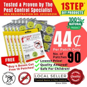 1STEP Natural Mosquito Repellent Patch 18s – Buy 4 Boxes Get 18 Patches Free – Anti-Mosquitoes